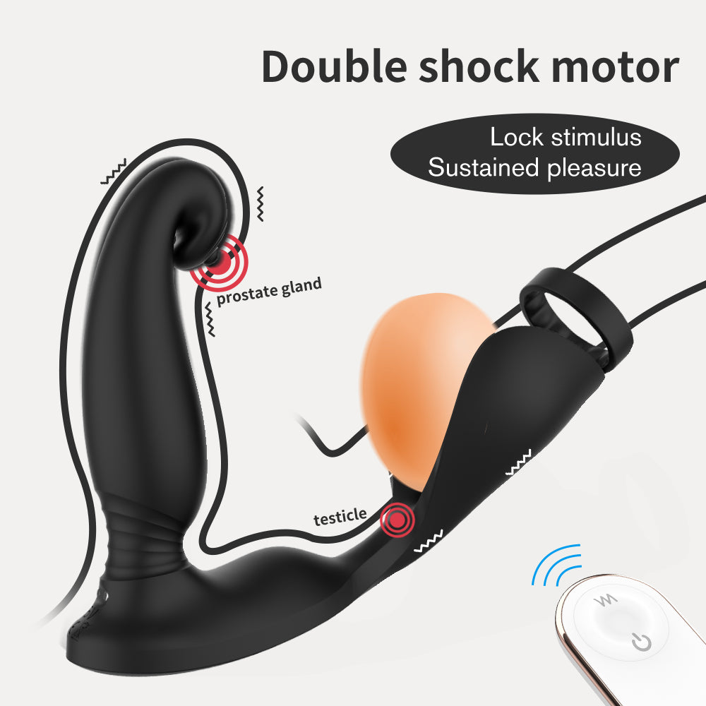 PLACE TIME -Prostate vibrator with penis and testicle ring