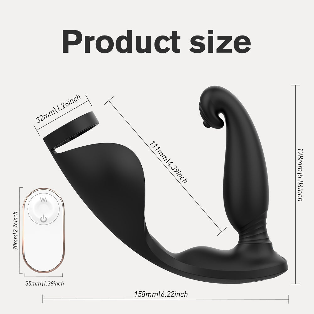 PLACE TIME -Prostate vibrator with penis and testicle ring