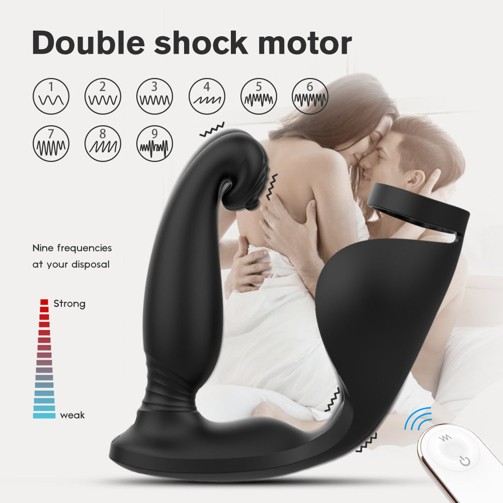 PLACE TIME -Prostate vibrator with penis and testicle ring