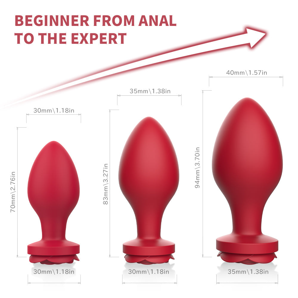 RO PLUG SET - Set of 3 rose anal plugs