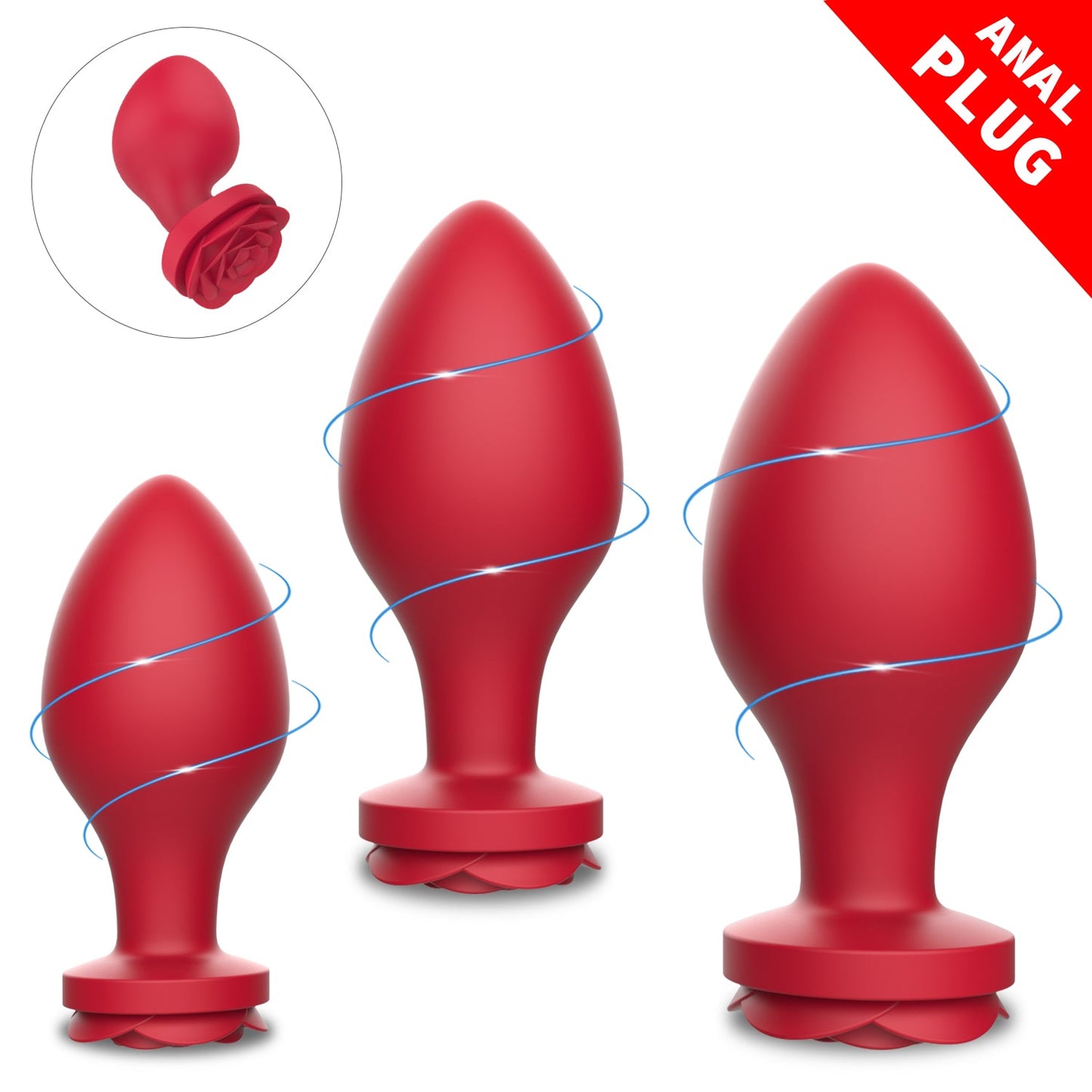 RO PLUG SET - Set of 3 rose anal plugs
