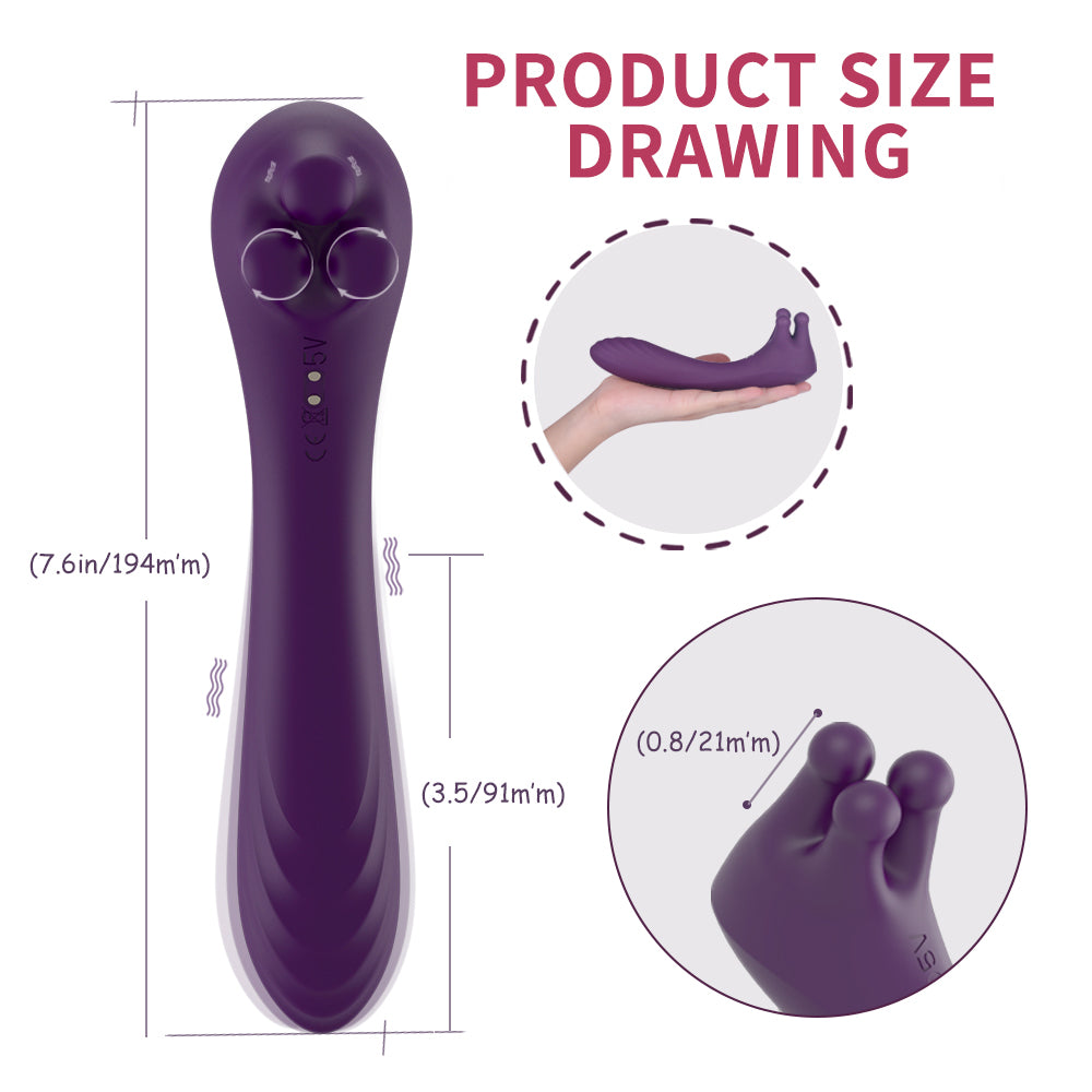 Vibro 15 - Vibrador con 3 bolas vibro en el cabezal de masaje 2 motores 